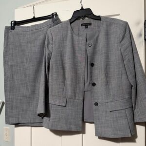 Ann Taylor Classic Gray Blazer and Skirt Suit